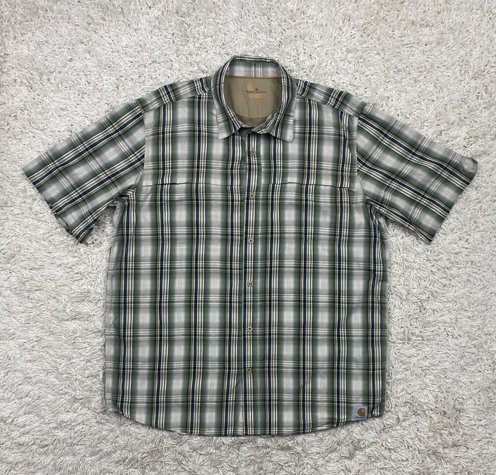Carhartt Force Relaxed Fit Plaid Short Sleeve Button Up Shirt Mens XL Vented